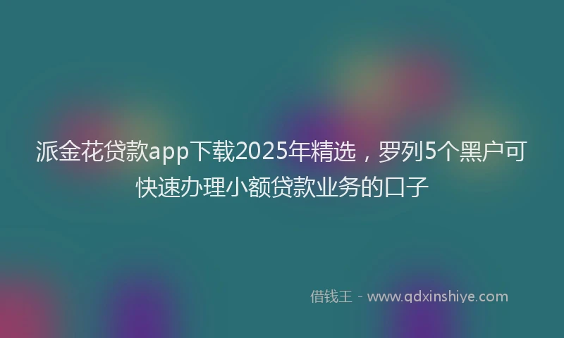 派金花贷款app下载2025年精选，罗列5个黑户可快速办理小额贷款业务的口子