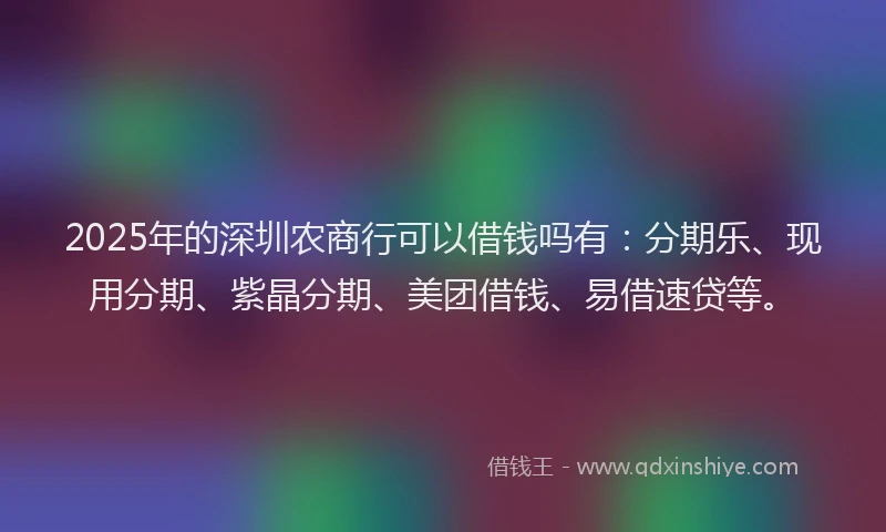 2025年的深圳农商行可以借钱吗有：分期乐、现用分期、紫晶分期、美团借钱、易借速贷等。