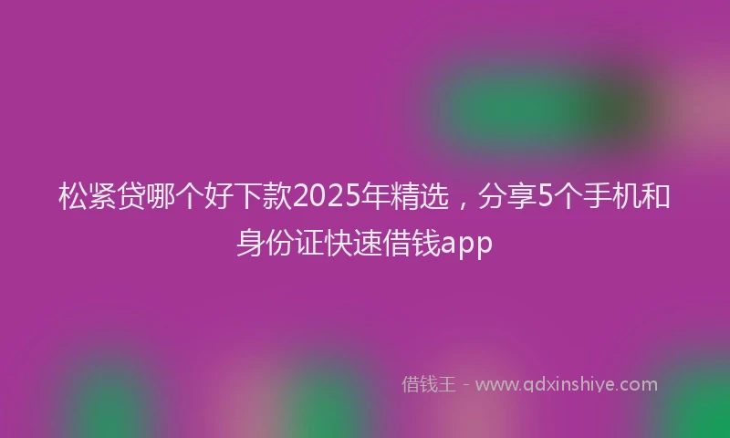松紧贷哪个好下款2025年精选，分享5个手机和身份证快速借钱app