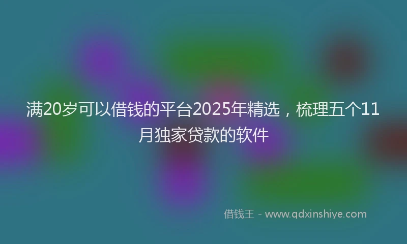 满20岁可以借钱的平台2025年精选，梳理五个11月独家贷款的软件