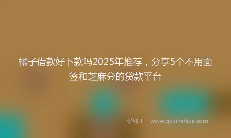 橘子借款好下款吗2025年推荐，分享5个不用面签和芝麻分的贷款平台