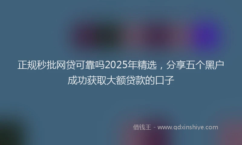 正规秒批网贷可靠吗2025年精选，分享五个黑户成功获取大额贷款的口子