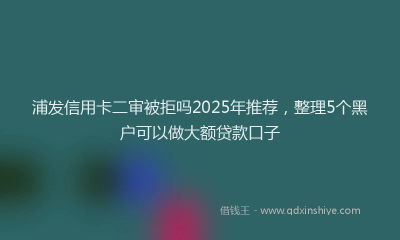 浦发信用卡二审被拒吗2025年推荐，整理5个黑户可以做大额贷款口子