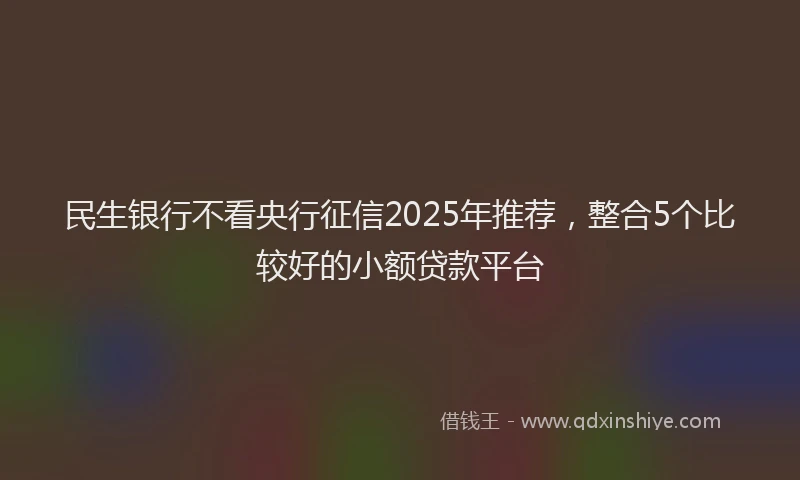 民生银行不看央行征信2025年推荐，整合5个比较好的小额贷款平台