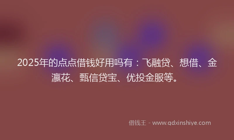 2025年的点点借钱好用吗有：飞融贷、想借、金瀛花、甄信贷宝、优投金服等。