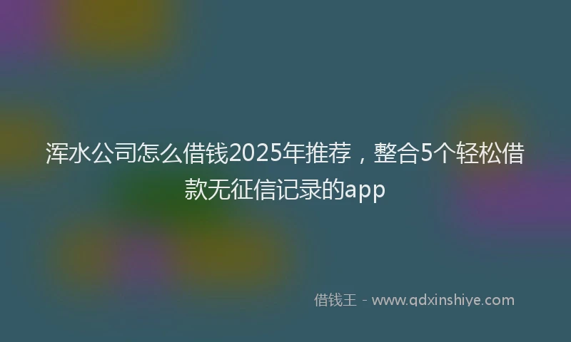 浑水公司怎么借钱2025年推荐，整合5个轻松借款无征信记录的app
