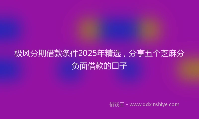 极风分期借款条件2025年精选，分享五个芝麻分负面借款的口子