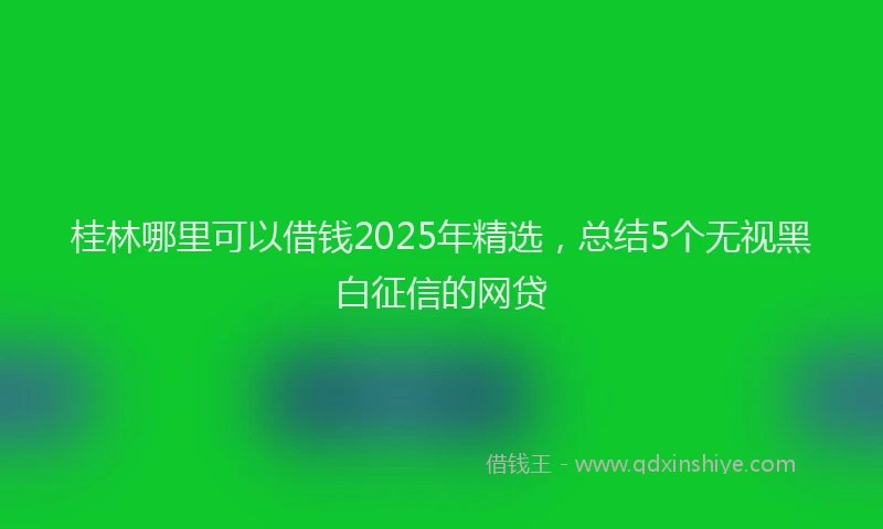 桂林哪里可以借钱2025年精选，总结5个无视黑白征信的网贷