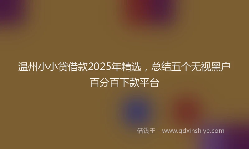 温州小小贷借款2025年精选，总结五个无视黑户百分百下款平台