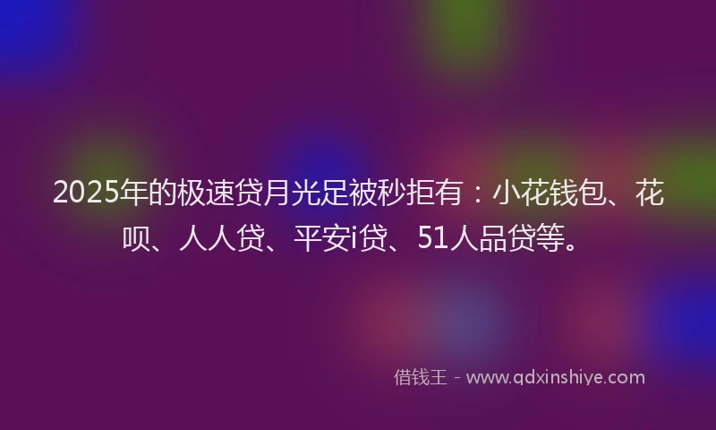 2025年的极速贷月光足被秒拒有：小花钱包、花呗、人人贷、平安i贷、51人品贷等。