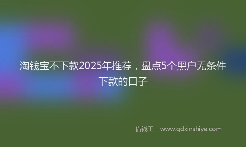 淘钱宝不下款2025年推荐，盘点5个黑户无条件下款的口子