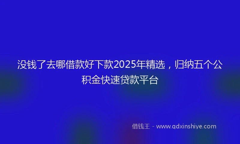 没钱了去哪借款好下款2025年精选，归纳五个公积金快速贷款平台