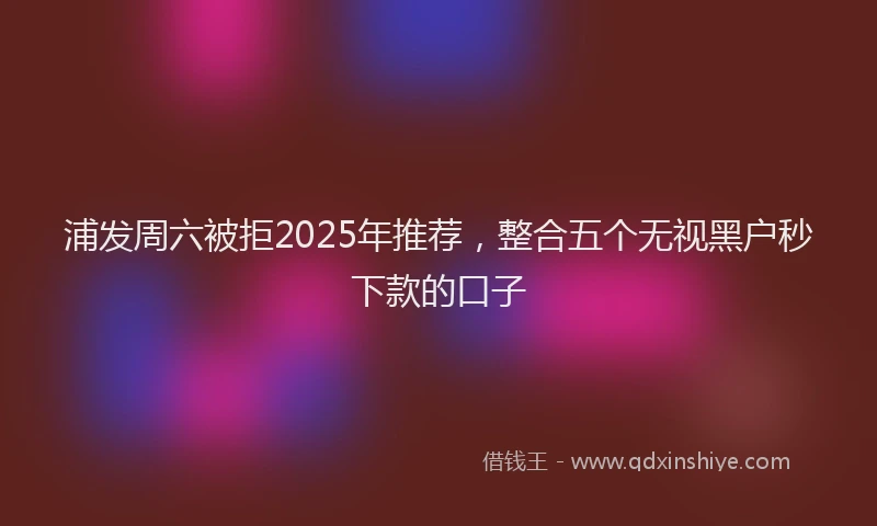 浦发周六被拒2025年推荐，整合五个无视黑户秒下款的口子