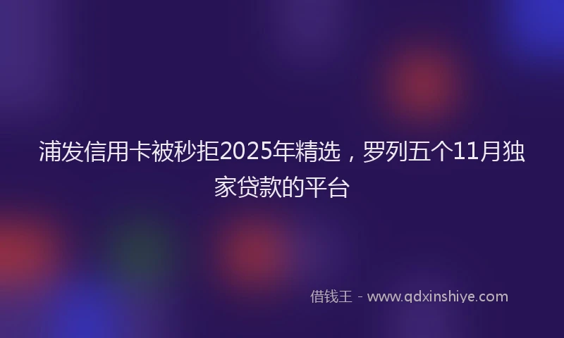 浦发信用卡被秒拒2025年精选，罗列五个11月独家贷款的平台