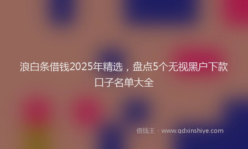 浪白条借钱2025年精选，盘点5个无视黑户下款口子名单大全