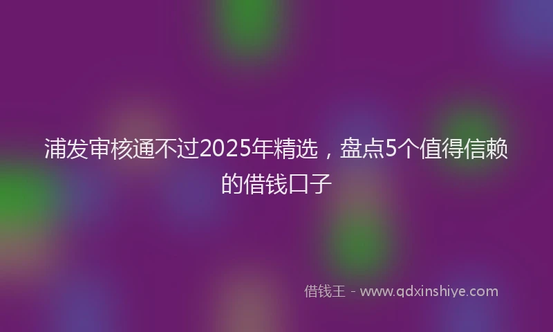 浦发审核通不过2025年精选，盘点5个值得信赖的借钱口子