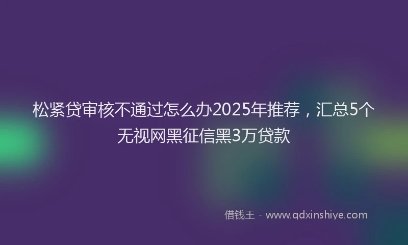松紧贷审核不通过怎么办2025年推荐，汇总5个无视网黑征信黑3万贷款