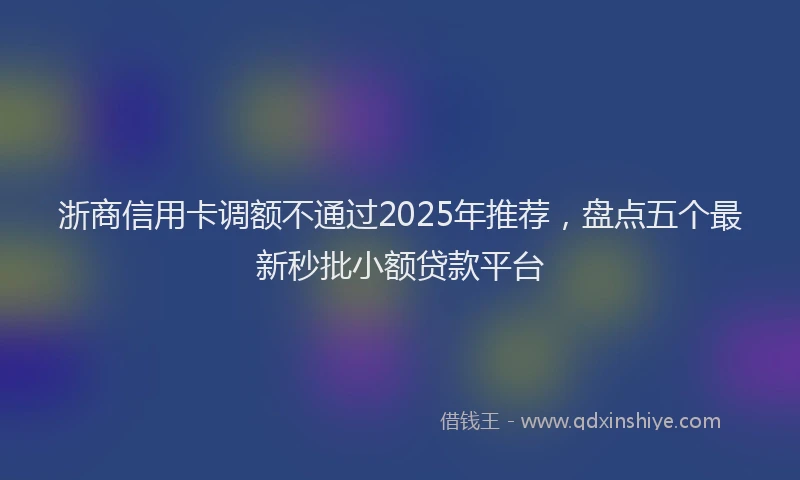浙商信用卡调额不通过2025年推荐，盘点五个最新秒批小额贷款平台