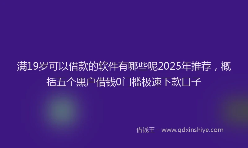 满19岁可以借款的软件有哪些呢2025年推荐，概括五个黑户借钱0门槛极速下款口子