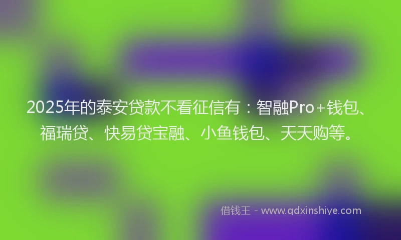 2025年的泰安贷款不看征信有：智融Pro+钱包、福瑞贷、快易贷宝融、小鱼钱包、天天购等。