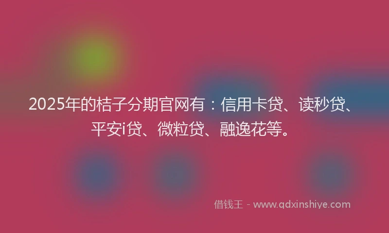 2025年的桔子分期官网有：信用卡贷、读秒贷、平安i贷、微粒贷、融逸花等。