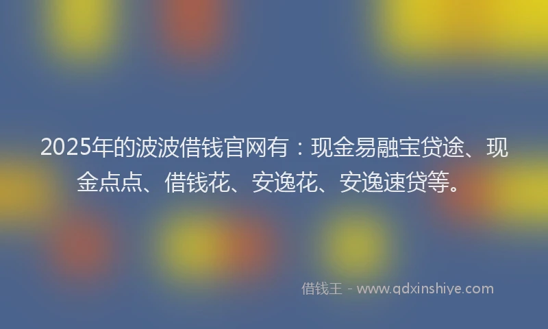 2025年的波波借钱官网有：现金易融宝贷途、现金点点、借钱花、安逸花、安逸速贷等。