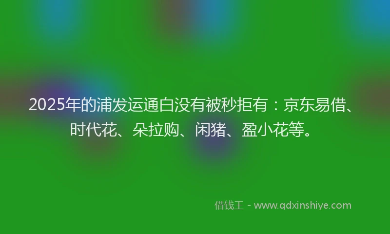 2025年的浦发运通白没有被秒拒有：京东易借、时代花、朵拉购、闲猪、盈小花等。