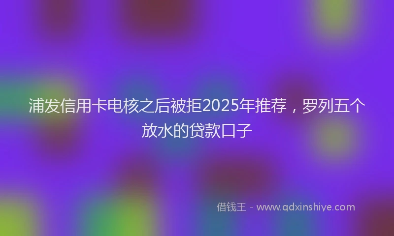 浦发信用卡电核之后被拒2025年推荐，罗列五个放水的贷款口子