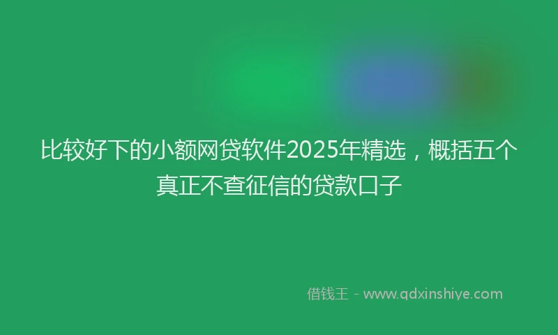比较好下的小额网贷软件2025年精选，概括五个真正不查征信的贷款口子