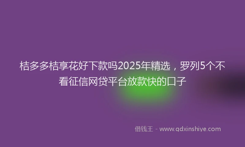 桔多多桔享花好下款吗2025年精选，罗列5个不看征信网贷平台放款快的口子