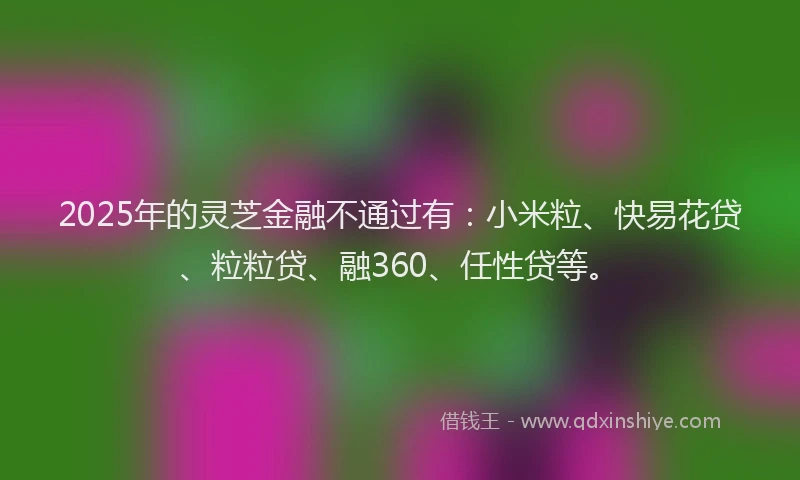 2025年的灵芝金融不通过有：小米粒、快易花贷、粒粒贷、融360、任性贷等。