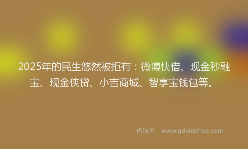 2025年的民生悠然被拒有：微博快借、现金秒融宝、现金侠贷、小吉商城、智享宝钱包等。