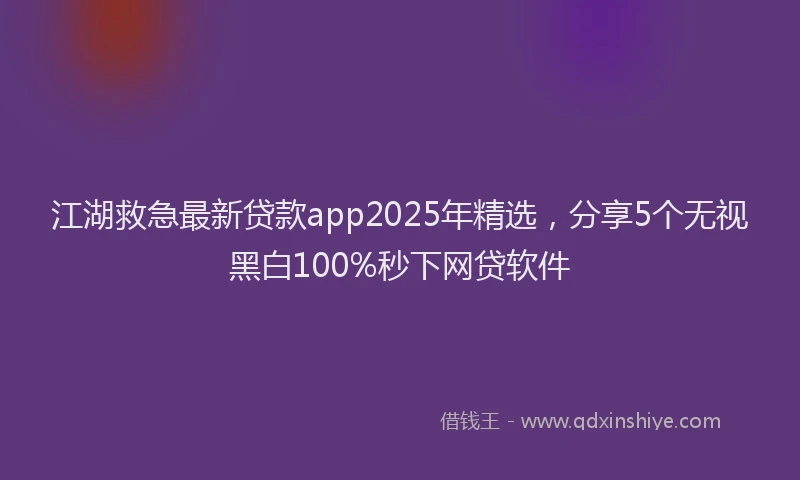 江湖救急最新贷款app2025年精选，分享5个无视黑白100%秒下网贷软件