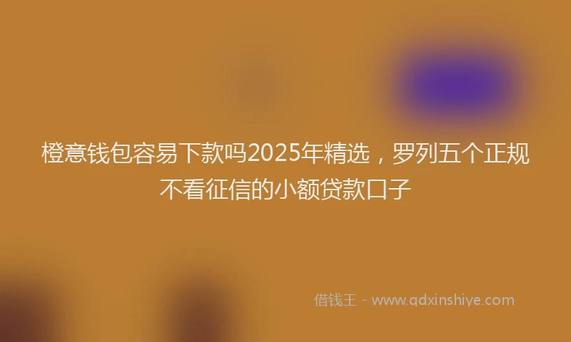 橙意钱包容易下款吗2025年精选，罗列五个正规不看征信的小额贷款口子