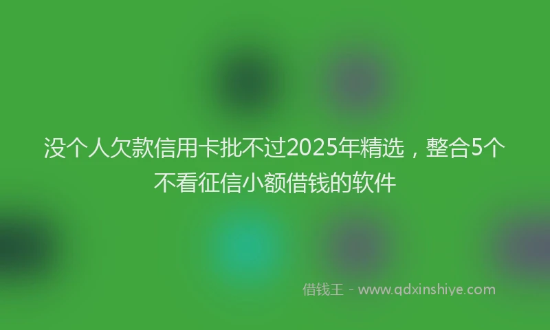 没个人欠款信用卡批不过2025年精选，整合5个不看征信小额借钱的软件