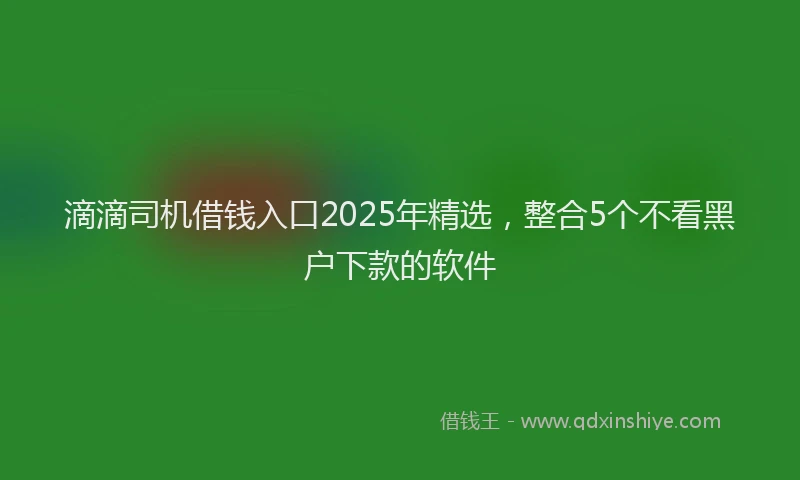 滴滴司机借钱入口2025年精选，整合5个不看黑户下款的软件
