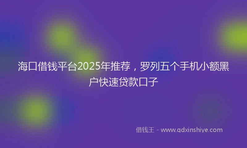 海口借钱平台2025年推荐，罗列五个手机小额黑户快速贷款口子