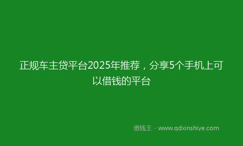 正规车主贷平台2025年推荐，分享5个手机上可以借钱的平台