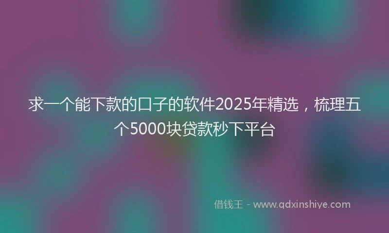 求一个能下款的口子的软件2025年精选，梳理五个5000块贷款秒下平台