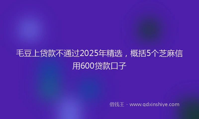 毛豆上贷款不通过2025年精选，概括5个芝麻信用600贷款口子