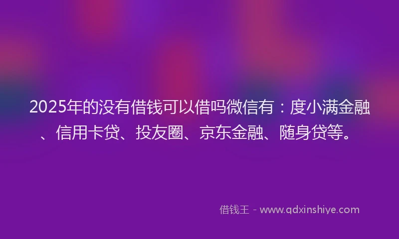 2025年的没有借钱可以借吗微信有：度小满金融、信用卡贷、投友圈、京东金融、随身贷等。