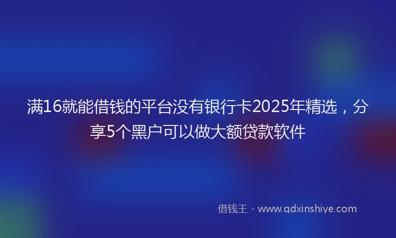 满16就能借钱的平台没有银行卡2025年精选，分享5个黑户可以做大额贷款软件