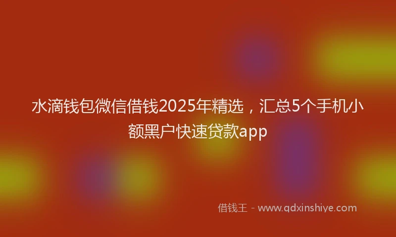 水滴钱包微信借钱2025年精选，汇总5个手机小额黑户快速贷款app