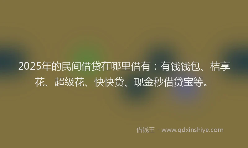 2025年的民间借贷在哪里借有：有钱钱包、桔享花、超级花、快快贷、现金秒借贷宝等。