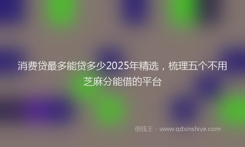 消费贷最多能贷多少2025年精选，梳理五个不用芝麻分能借的平台