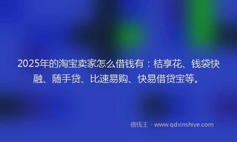 2025年的淘宝卖家怎么借钱有：桔享花、钱袋快融、随手贷、比速易购、快易借贷宝等。