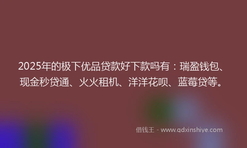 2025年的极下优品贷款好下款吗有：瑞盈钱包、现金秒贷通、火火租机、洋洋花呗、蓝莓贷等。
