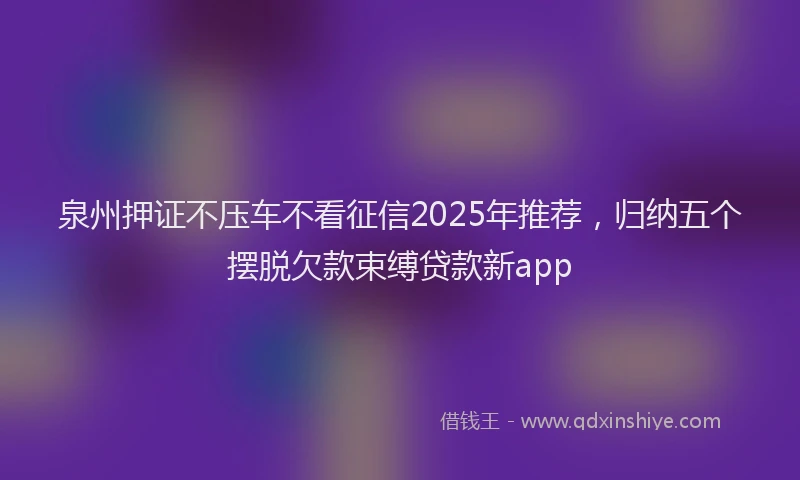泉州押证不压车不看征信2025年推荐，归纳五个摆脱欠款束缚贷款新app