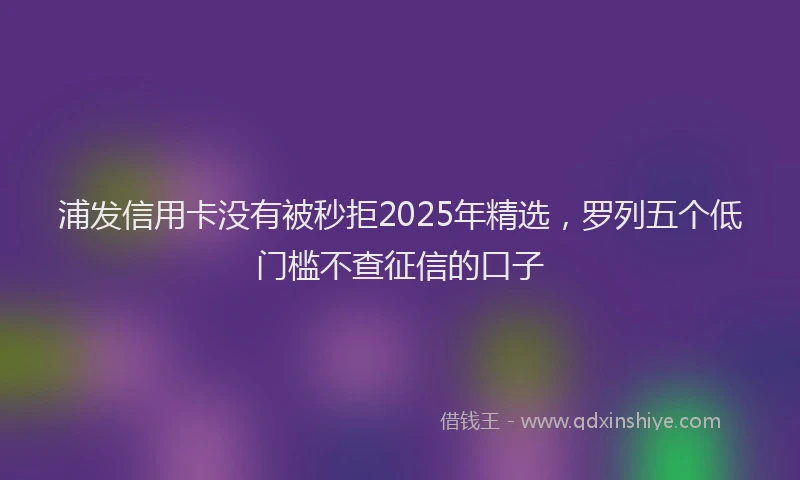 浦发信用卡没有被秒拒2025年精选，罗列五个低门槛不查征信的口子