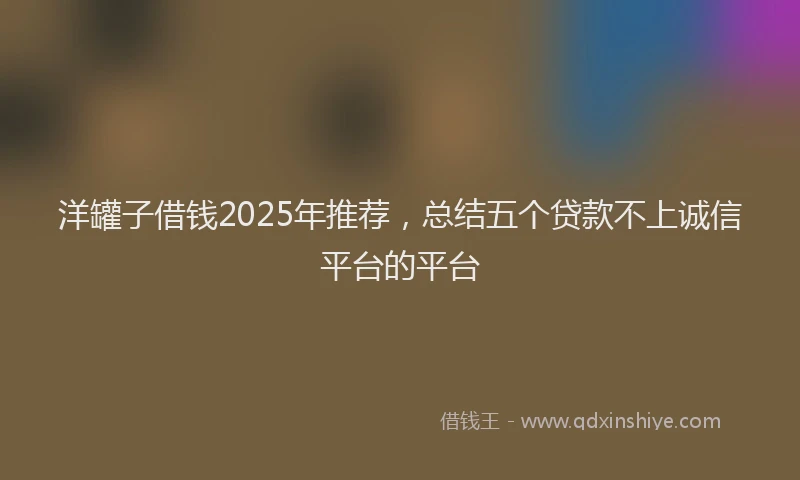 洋罐子借钱2025年推荐，总结五个贷款不上诚信平台的平台